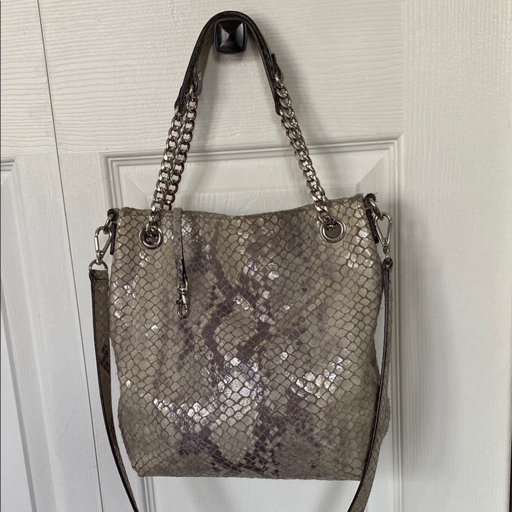 Michael Kors Bag Jet Set Chain Snakeskin Gather Shoulder Tote Crossbody Bag - Picture 2 of 14